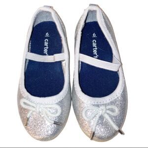 Silvery glittery ballet flats